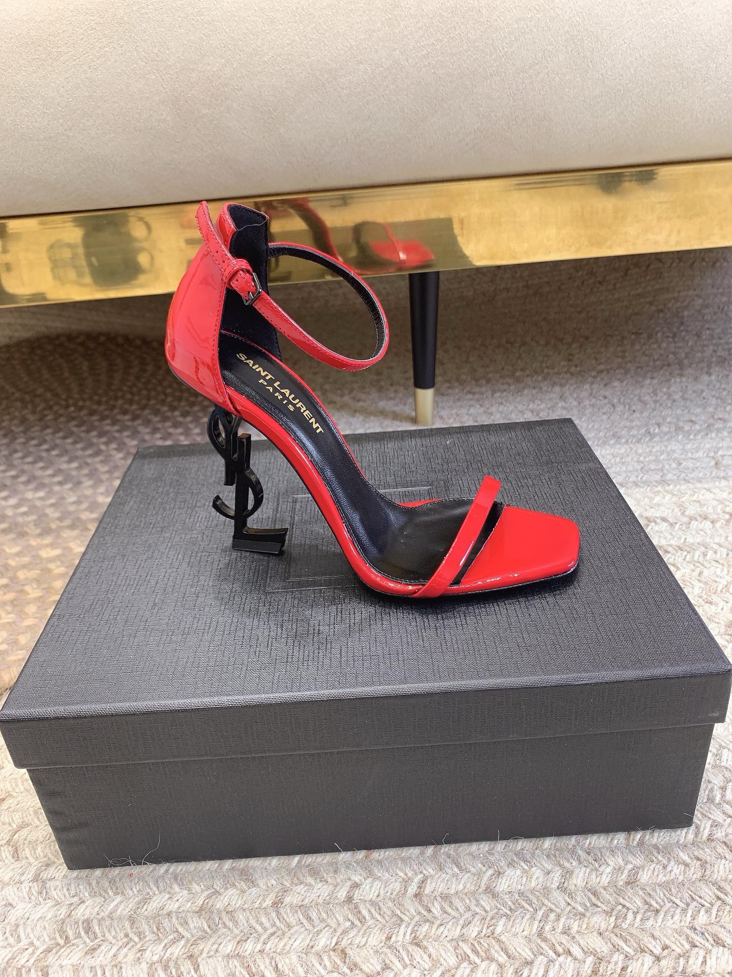 Bagsaaa Y51 Opyum red leather sandals 10.5cm
