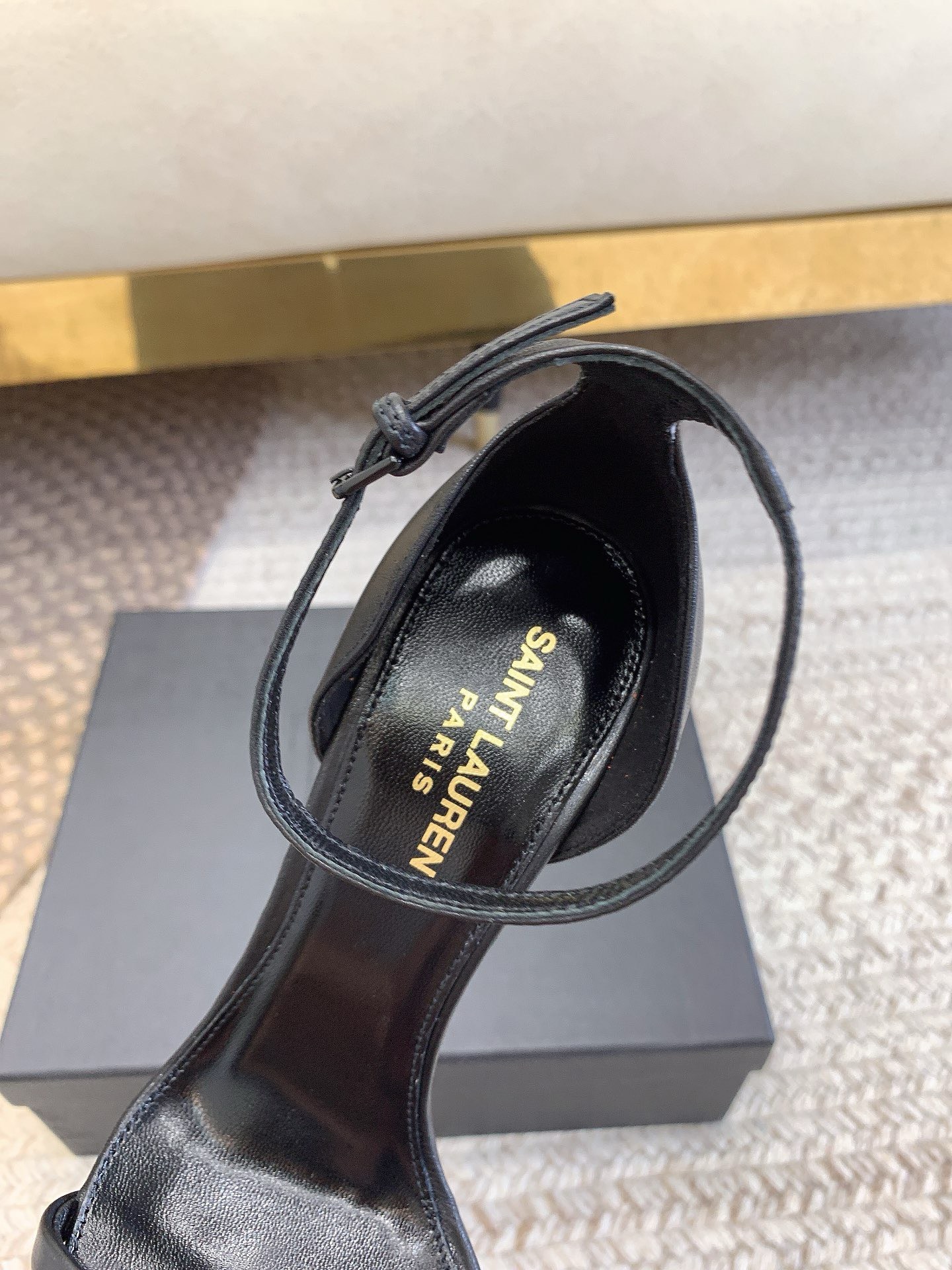 Bagsaaa Y51 Opyum all black smooth leather sandals 10.5cm