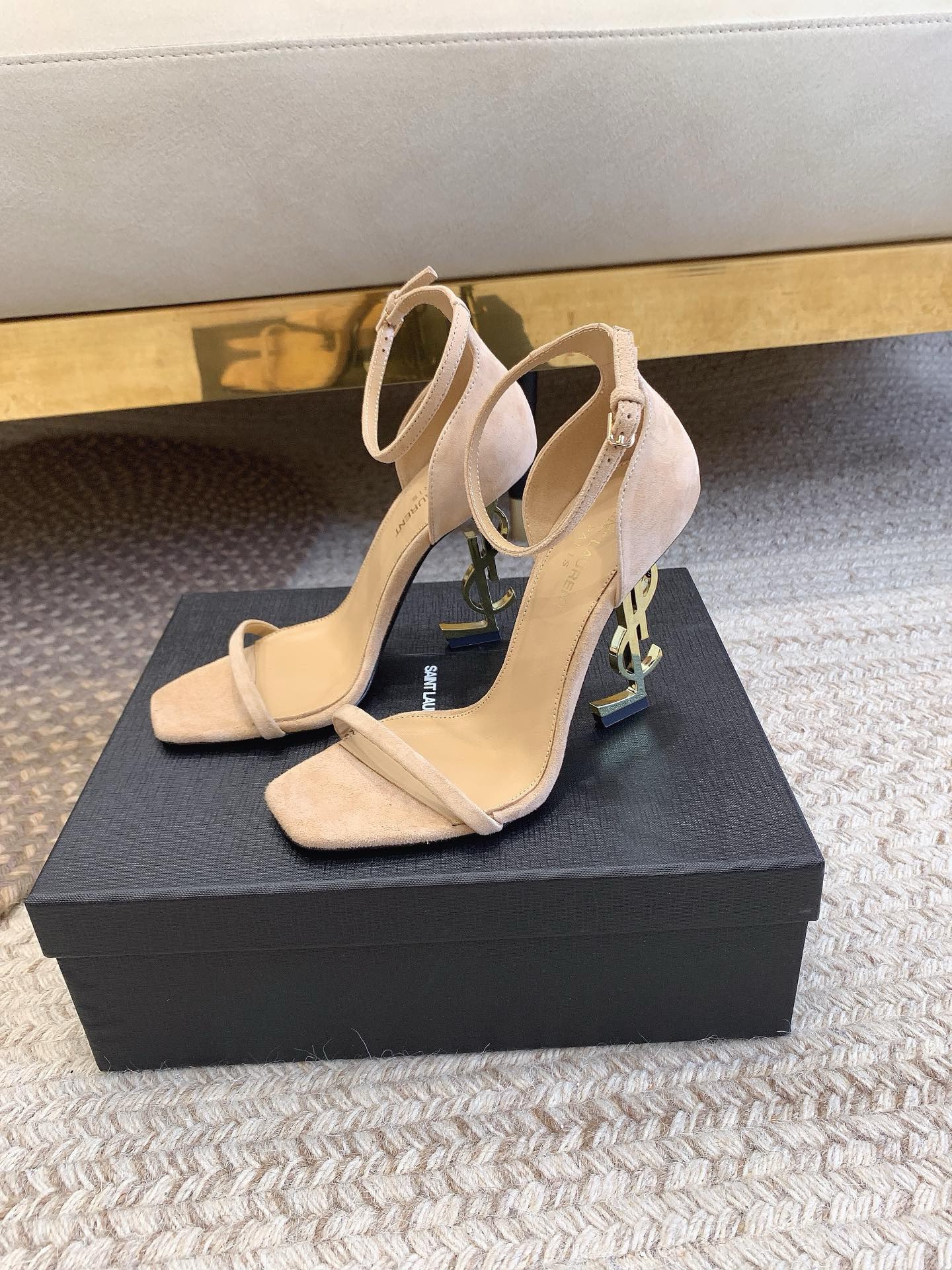 Bagsaaa Y51 Opyum beige suede leather sandals 10.5cm