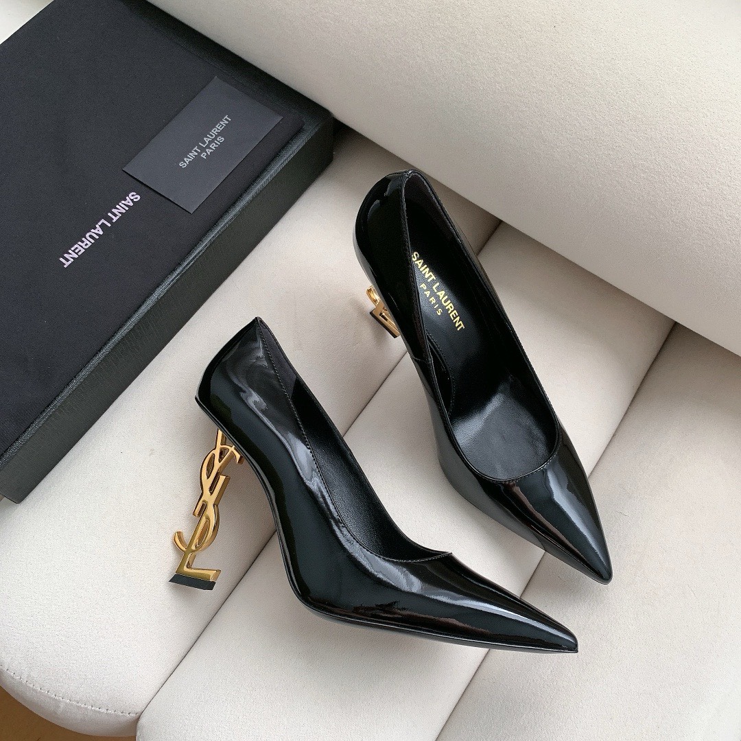 Bagsaaa Y51 Opyum Slingback Pumps All Black Patent Leather