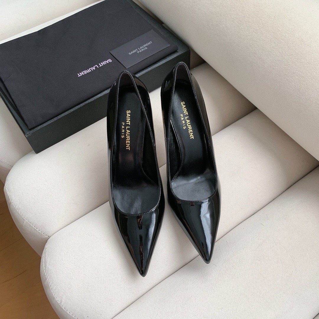 Bagsaaa Y51 Opyum Slingback Pumps All Black Patent Leather