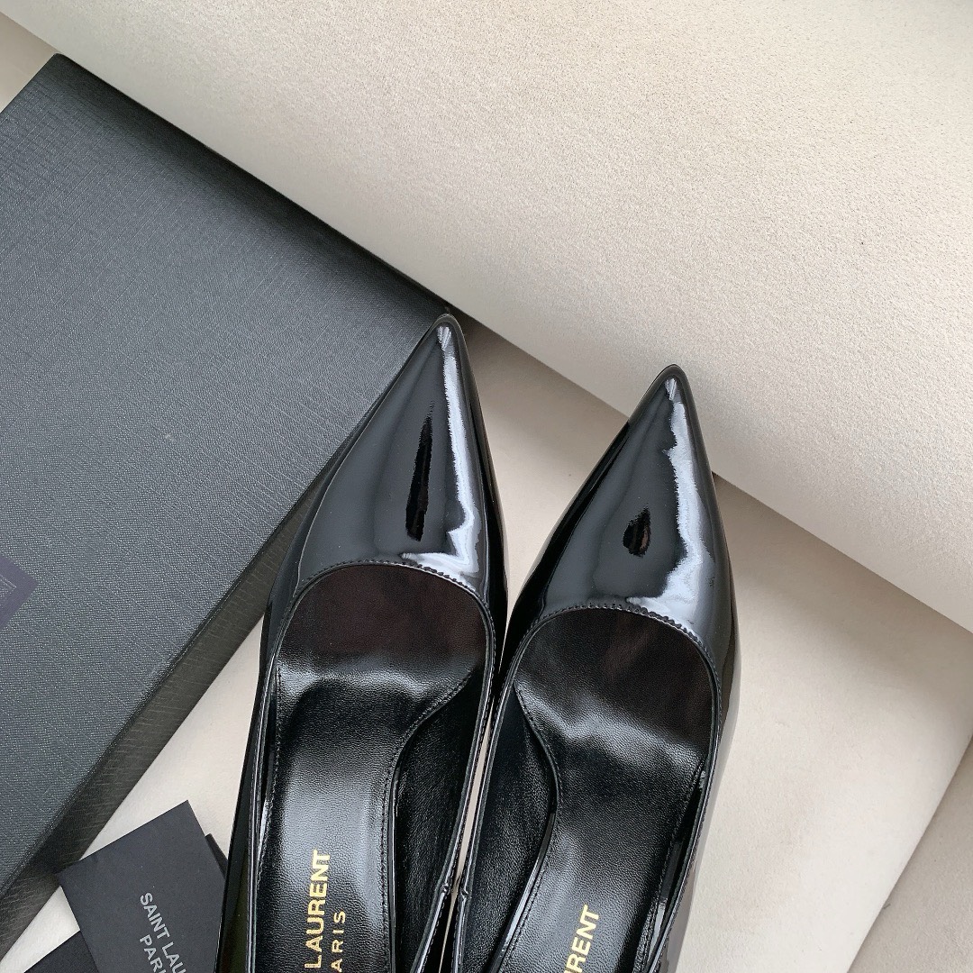 Bagsaaa Y51 Opyum Slingback Pumps All Black Patent Leather