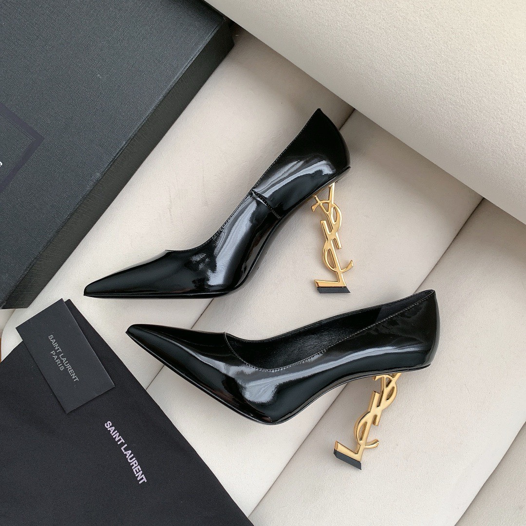 Bagsaaa Y51 Opyum Slingback Pumps All Black Patent Leather