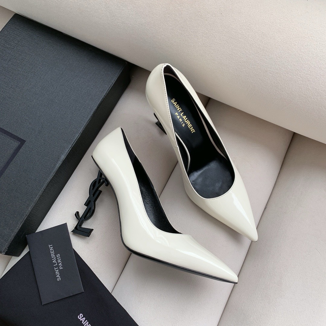 Bagsaaa Y51 Opyum Slingback Pumps White Patent Leather