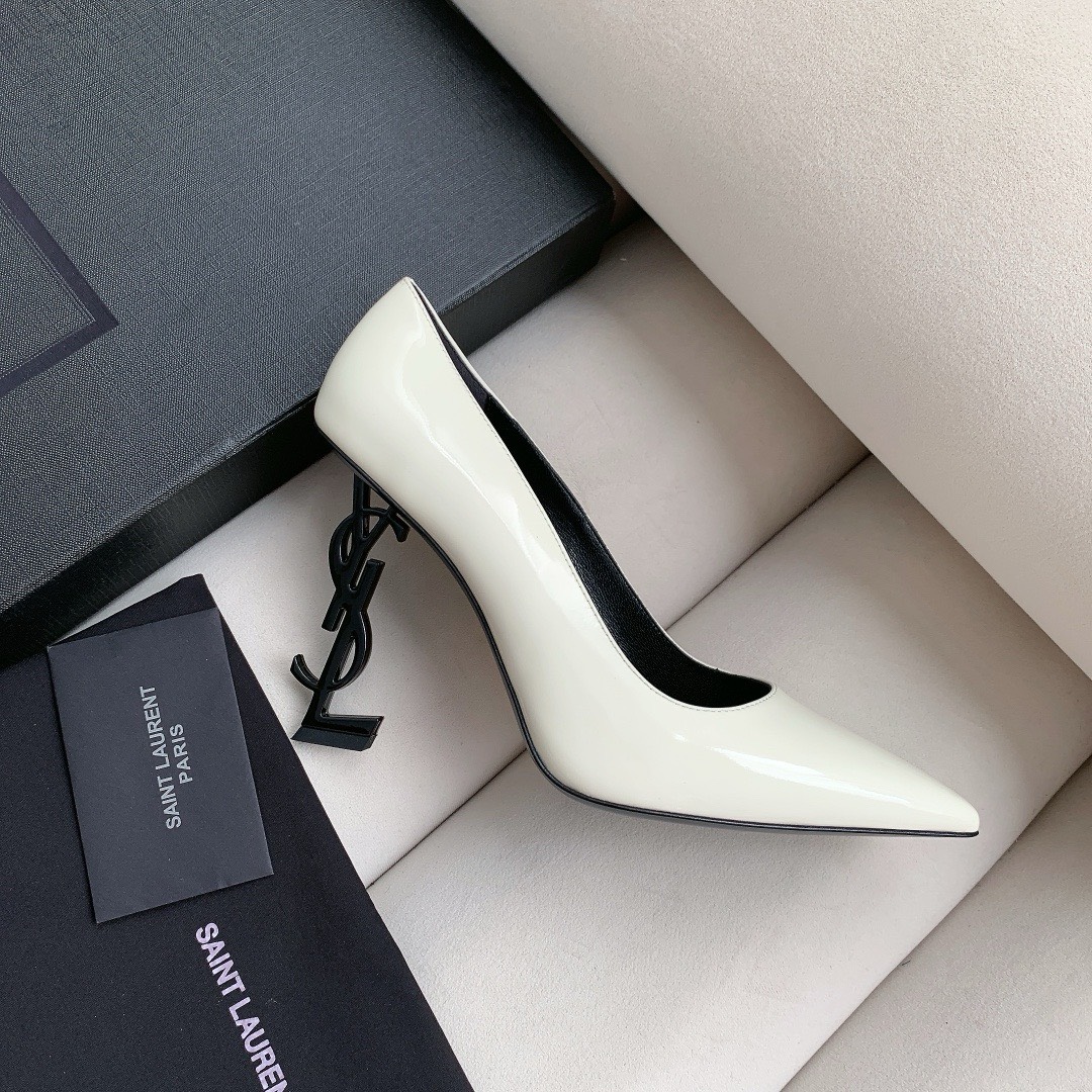 Bagsaaa Y51 Opyum Slingback Pumps White Patent Leather