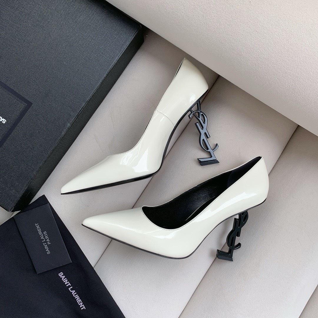 Bagsaaa Y51 Opyum Slingback Pumps White Patent Leather