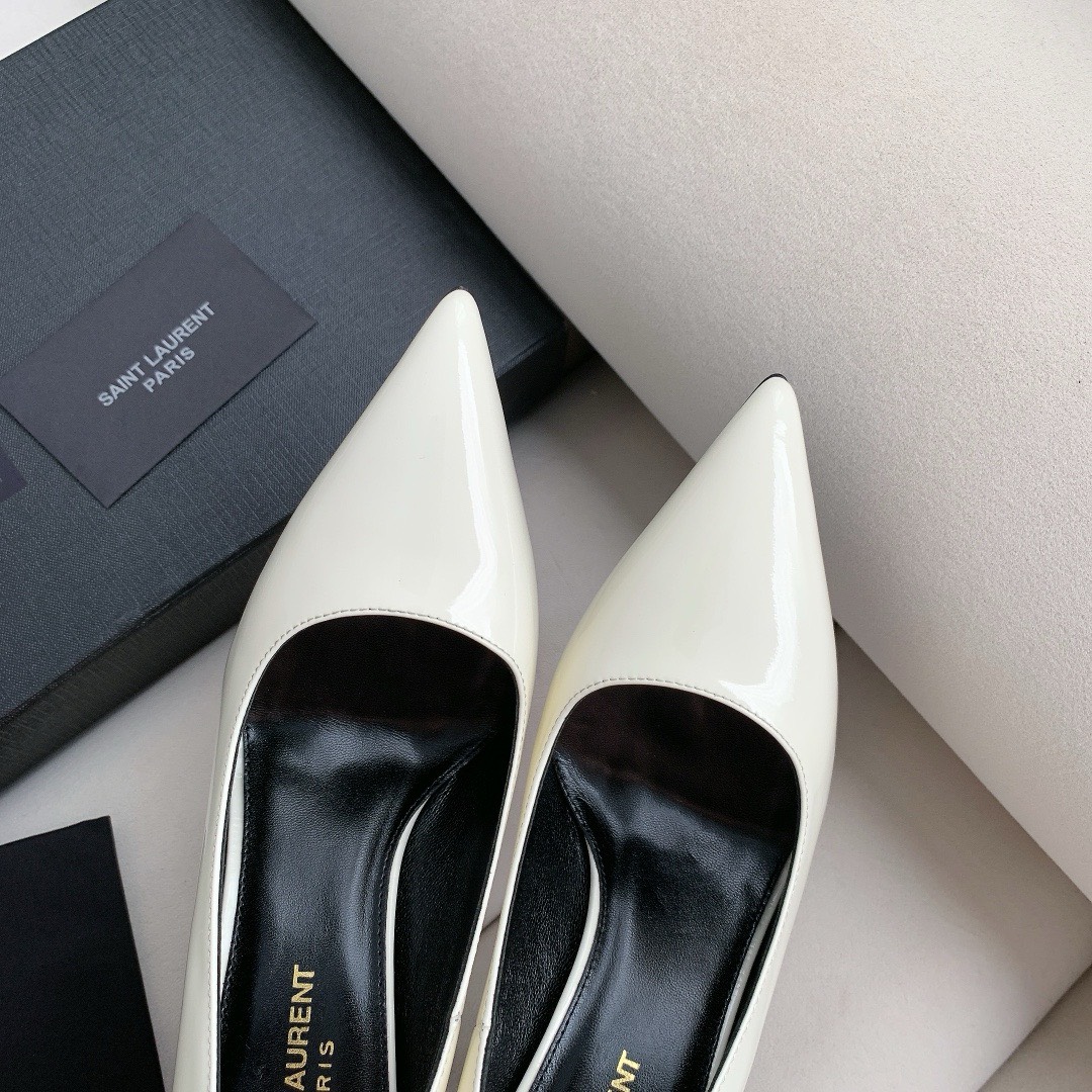 Bagsaaa Y51 Opyum Slingback Pumps White Patent Leather