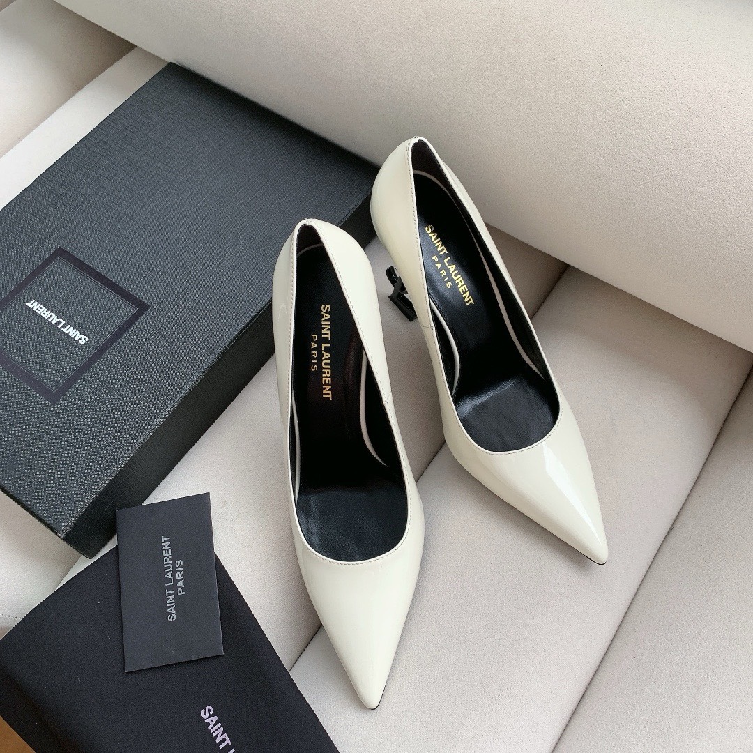 Bagsaaa Y51 Opyum Slingback Pumps White Patent Leather