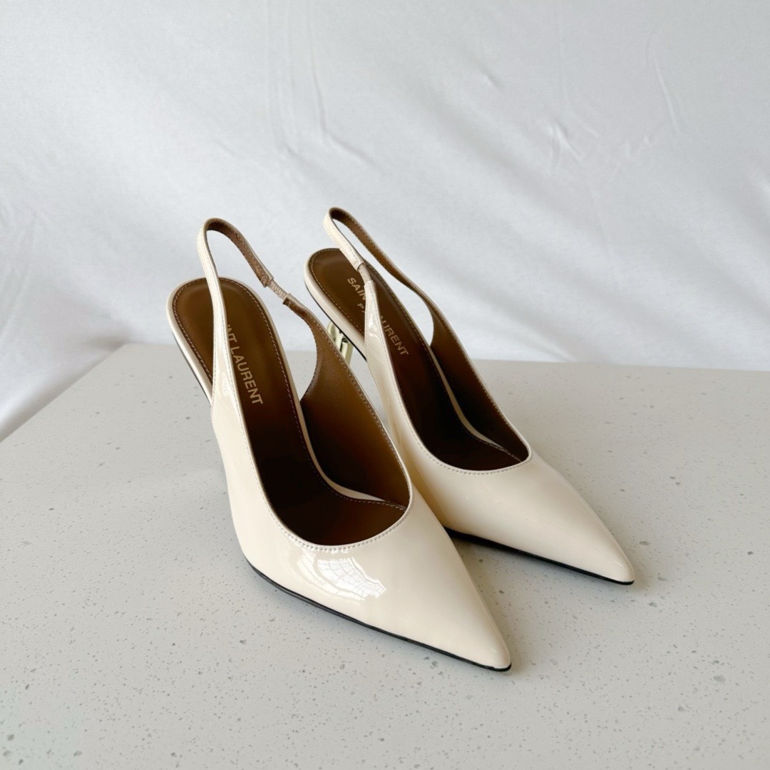 Bagsaaa Y51 Opyum Slingback Pumps Off Cream Patent Leather