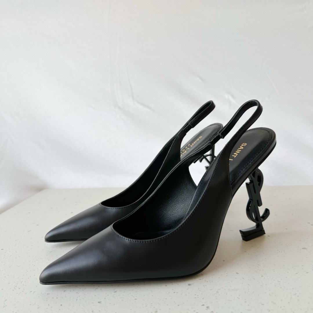 Bagsaaa Y51 Opyum Slingback Pumps All Black Leather