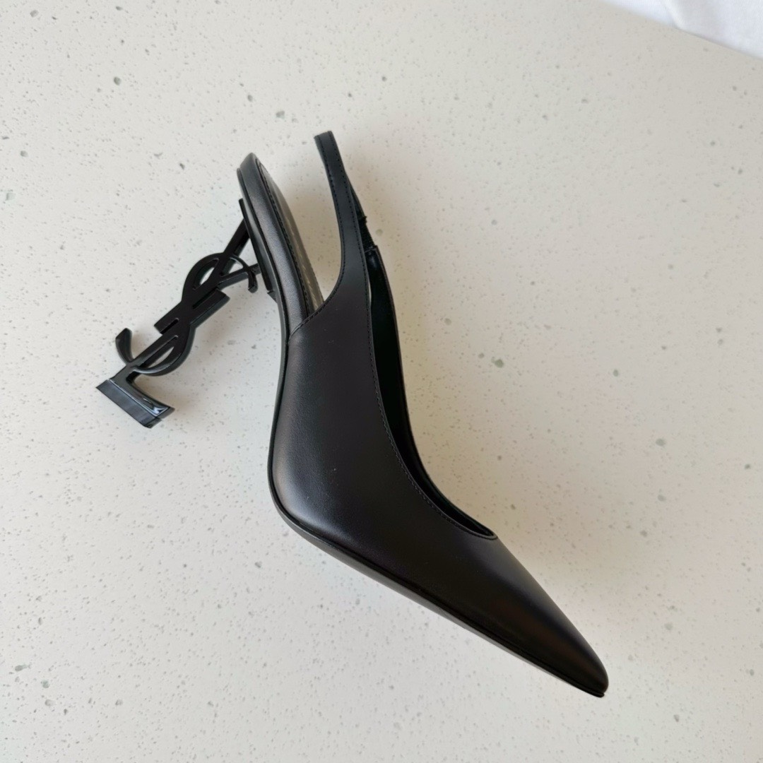 Bagsaaa Y51 Opyum Slingback Pumps All Black Leather