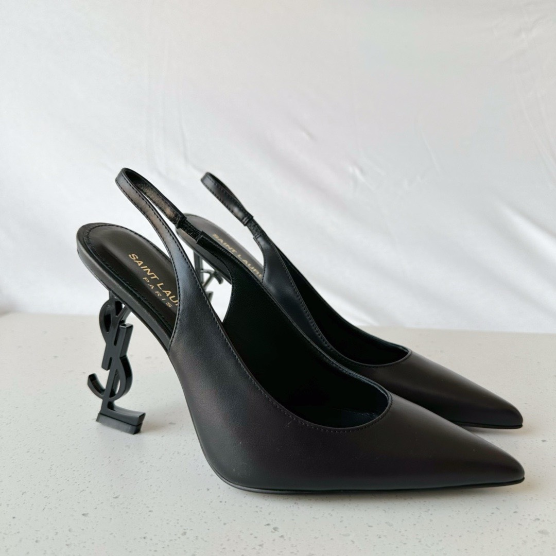 Bagsaaa Y51 Opyum Slingback Pumps All Black Leather