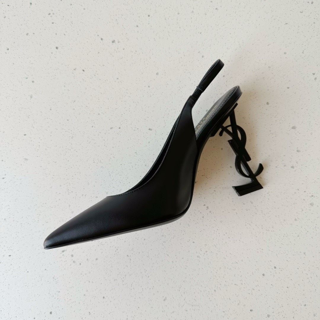 Bagsaaa Y51 Opyum Slingback Pumps All Black Leather