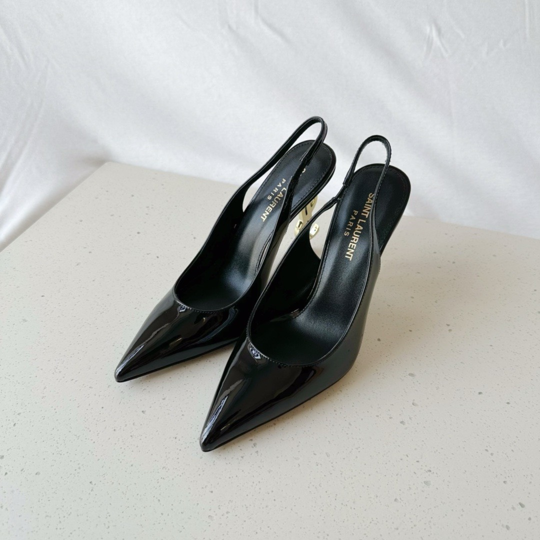 Bagsaaa Y51 Opyum Slingback Pumps All Black Leather