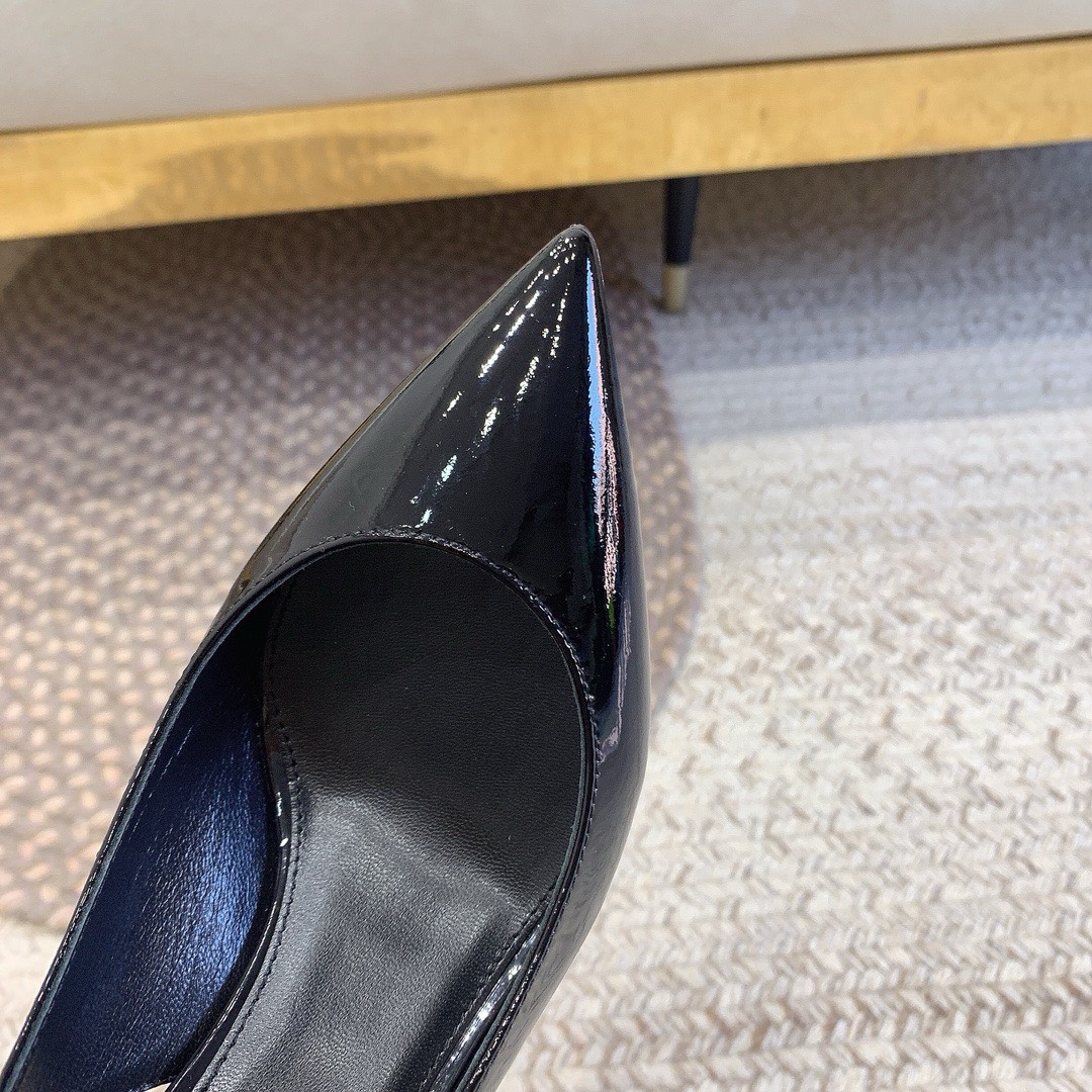 Bagsaaa Y51 Opyum Slingback Pumps Black Patent Leather Red Heel