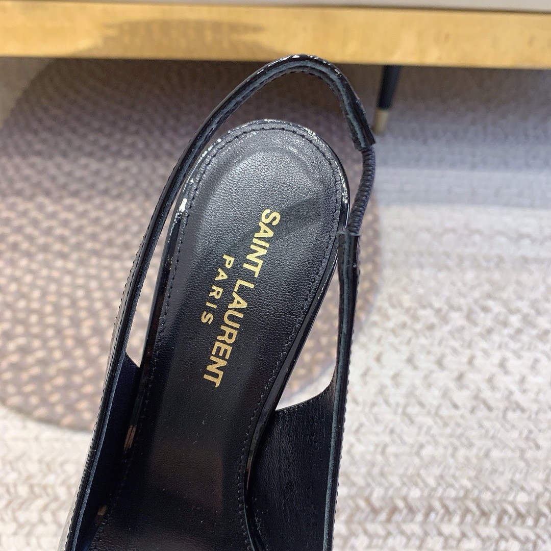 Bagsaaa Y51 Opyum Slingback Pumps Black Patent Leather Red Heel