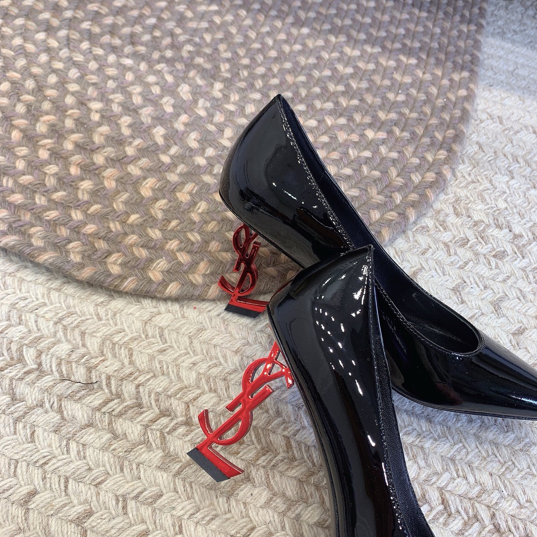 Bagsaaa Y51 Opyum Slingback Pumps Black Patent Leather Red Heel 02