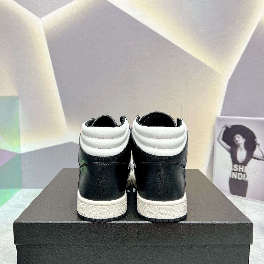 Bagsaaa Ch**el High Top Sneakers Lambskin Leather Black