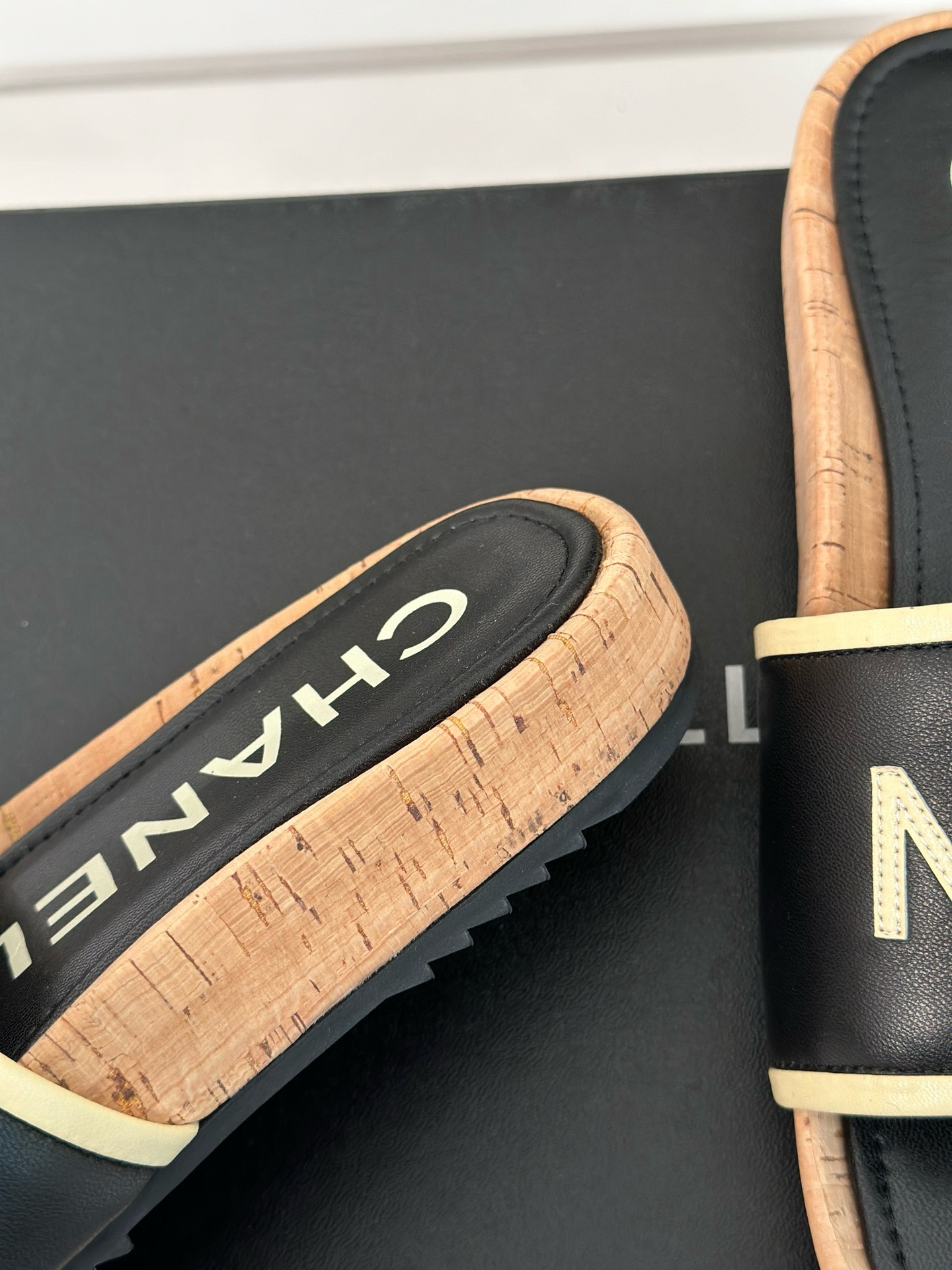 Bagsaaa Ch**el Flat Slides Black