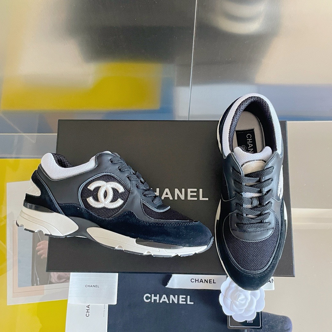 Bagsaa Ch**el BlackMesh Suede Grained Calfskin CC Sneaker