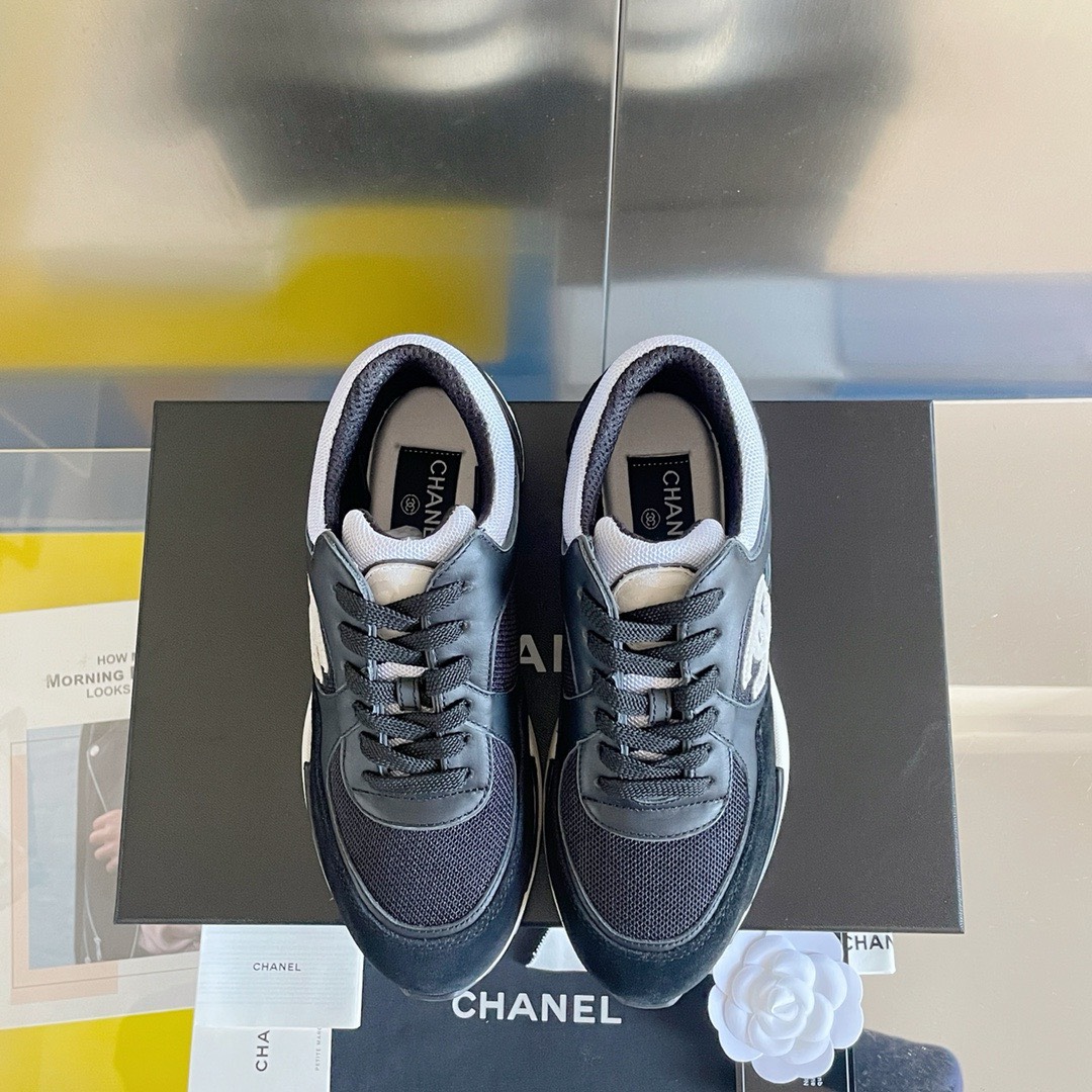 Bagsaa Ch**el BlackMesh Suede Grained Calfskin CC Sneaker