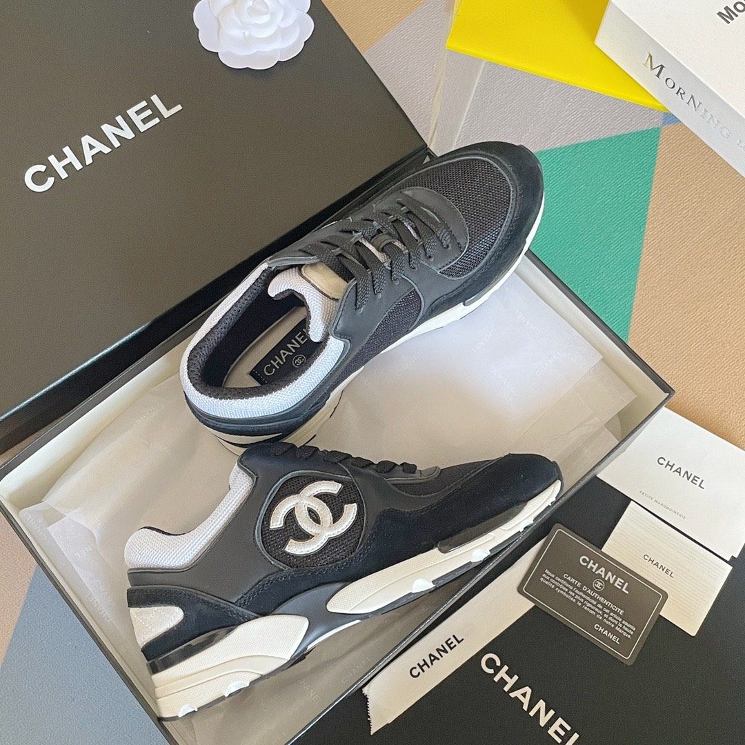 Bagsaa Ch**el BlackMesh Suede Grained Calfskin CC Sneaker
