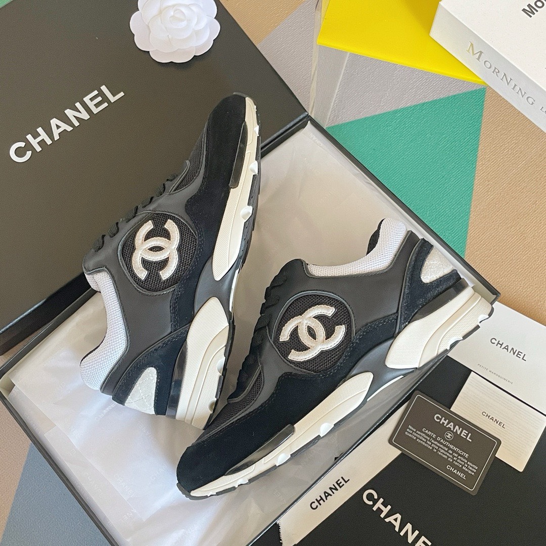 Bagsaa Ch**el BlackMesh Suede Grained Calfskin CC Sneaker