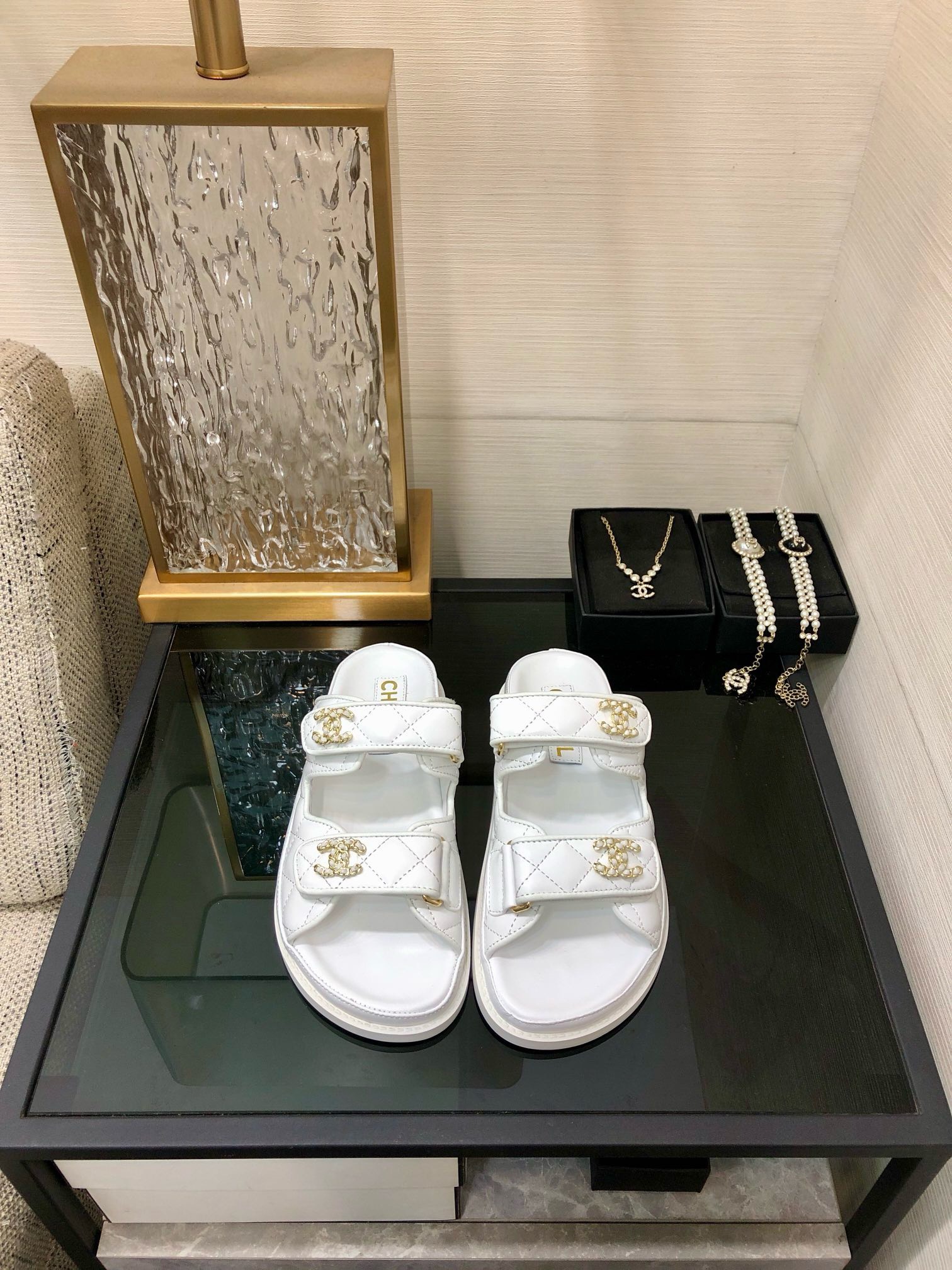 Bagsaaa Ch**el Dad Sandals In White