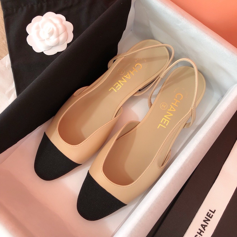 Bagsaaa Ch**el Slingback Heels Beige