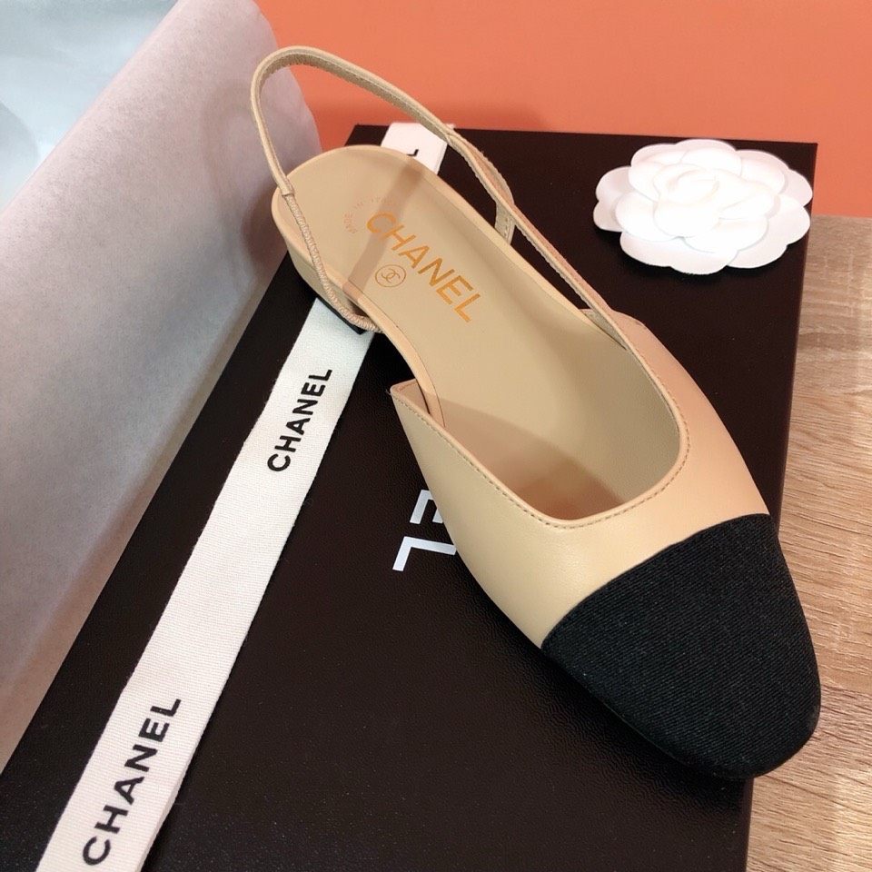 Bagsaaa Ch**el Slingback Heels Beige