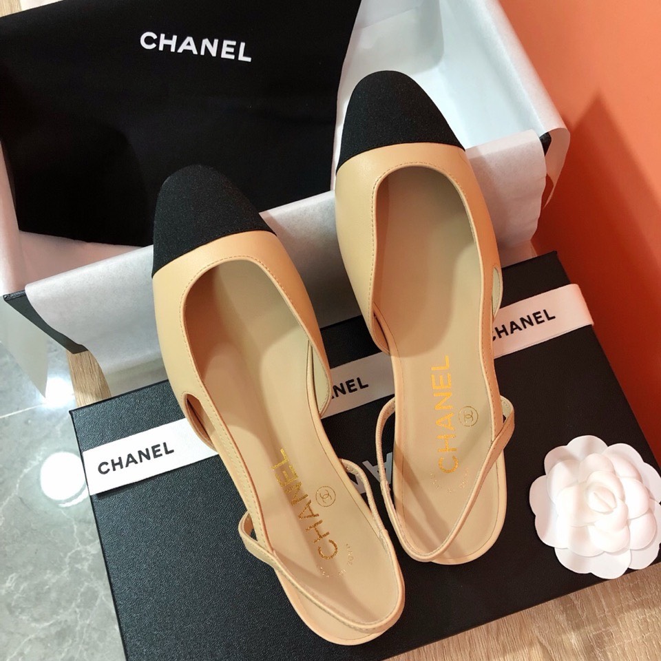 Bagsaaa Ch**el Slingback Heels Beige