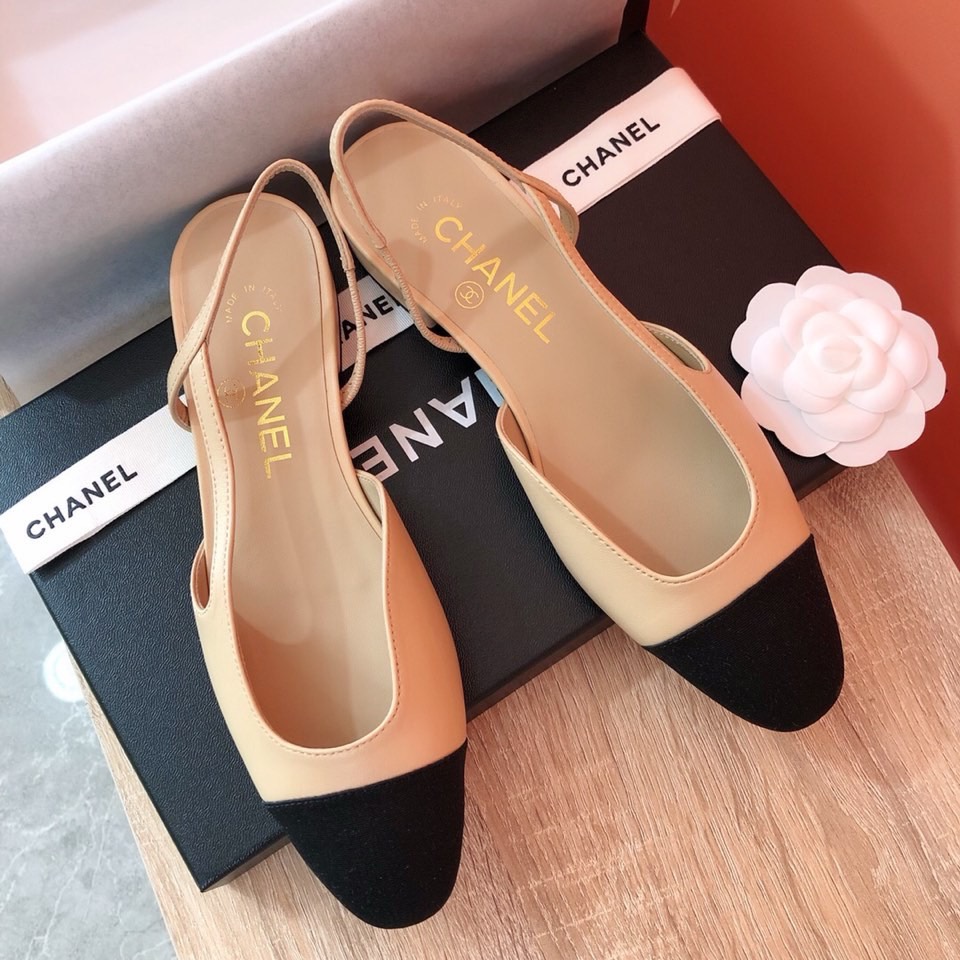 Bagsaaa Ch**el Slingback Heels Beige