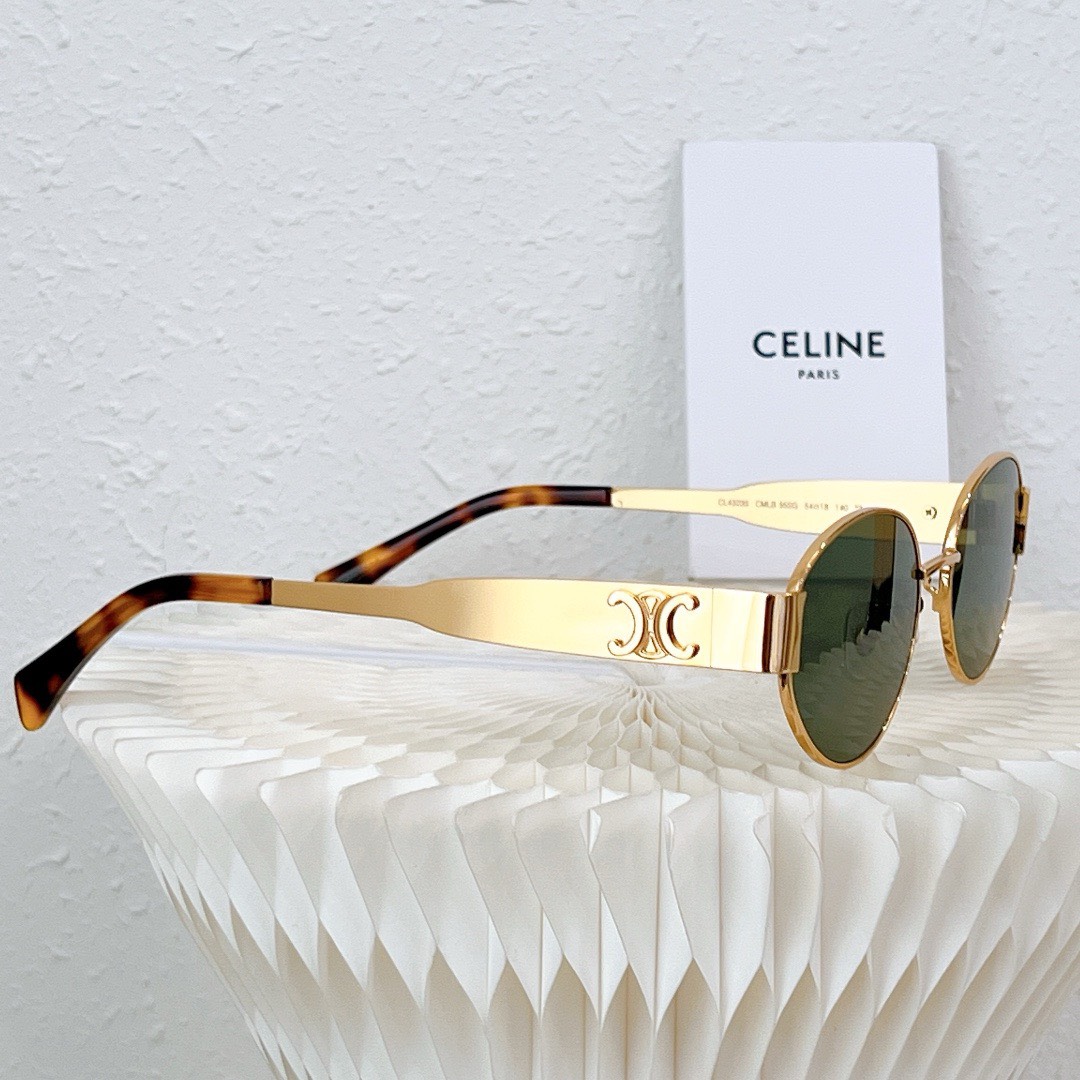 Bagsaaa Ce1i*e Triomphe Metal sunglasses gold/green