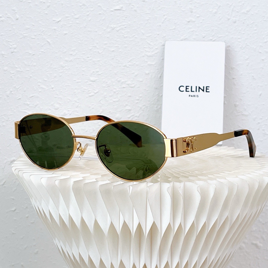 Bagsaaa Ce1i*e Triomphe Metal sunglasses gold/green