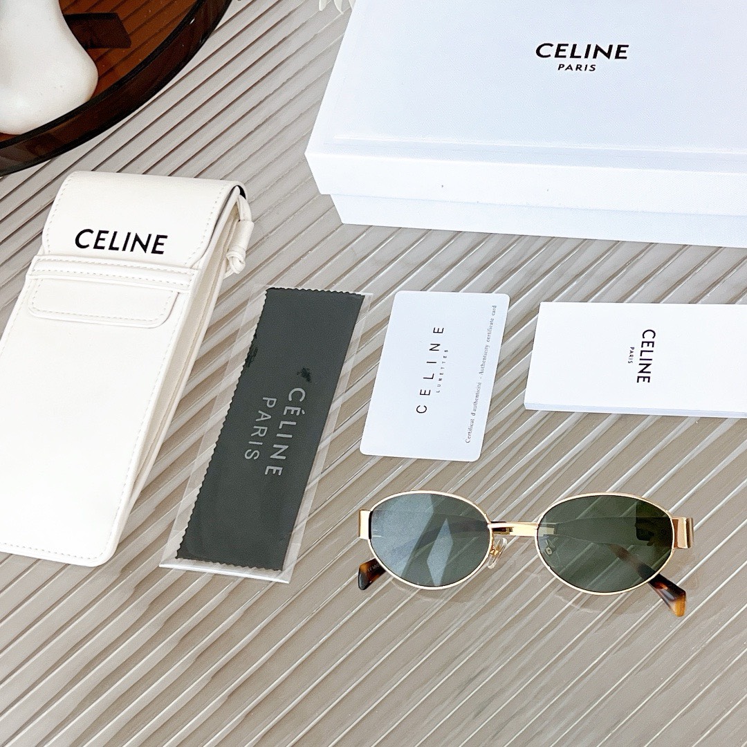 Bagsaaa Ce1i*e Triomphe Metal sunglasses gold/green