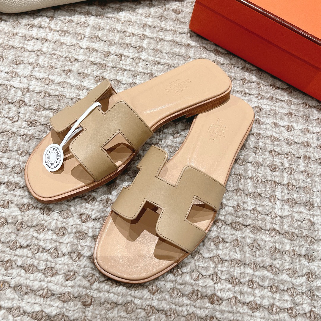 Bagsaaa H**me5 Oran Sandals Box calfskin In Beige