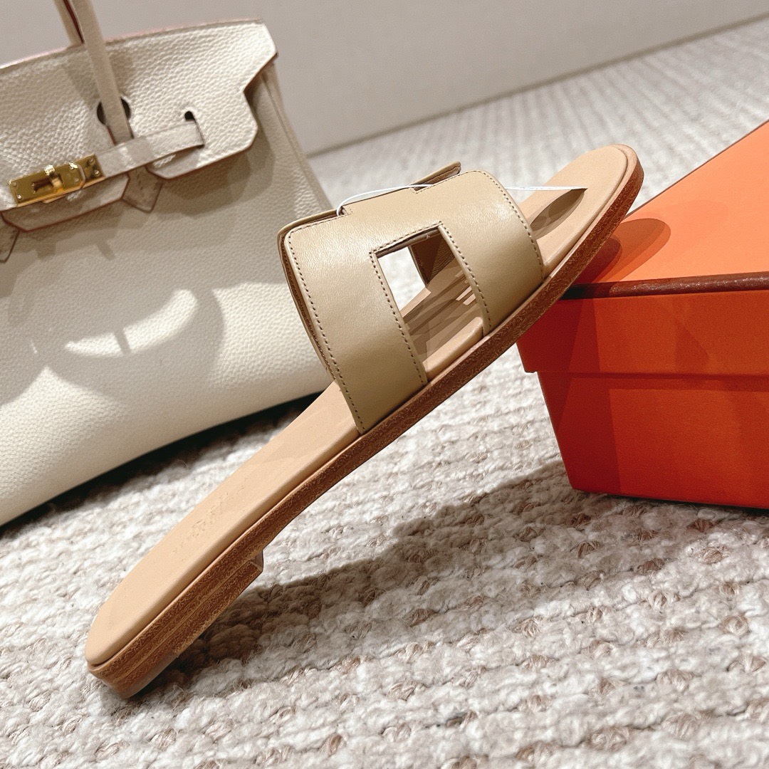 Bagsaaa H**me5 Oran Sandals Box calfskin In Beige