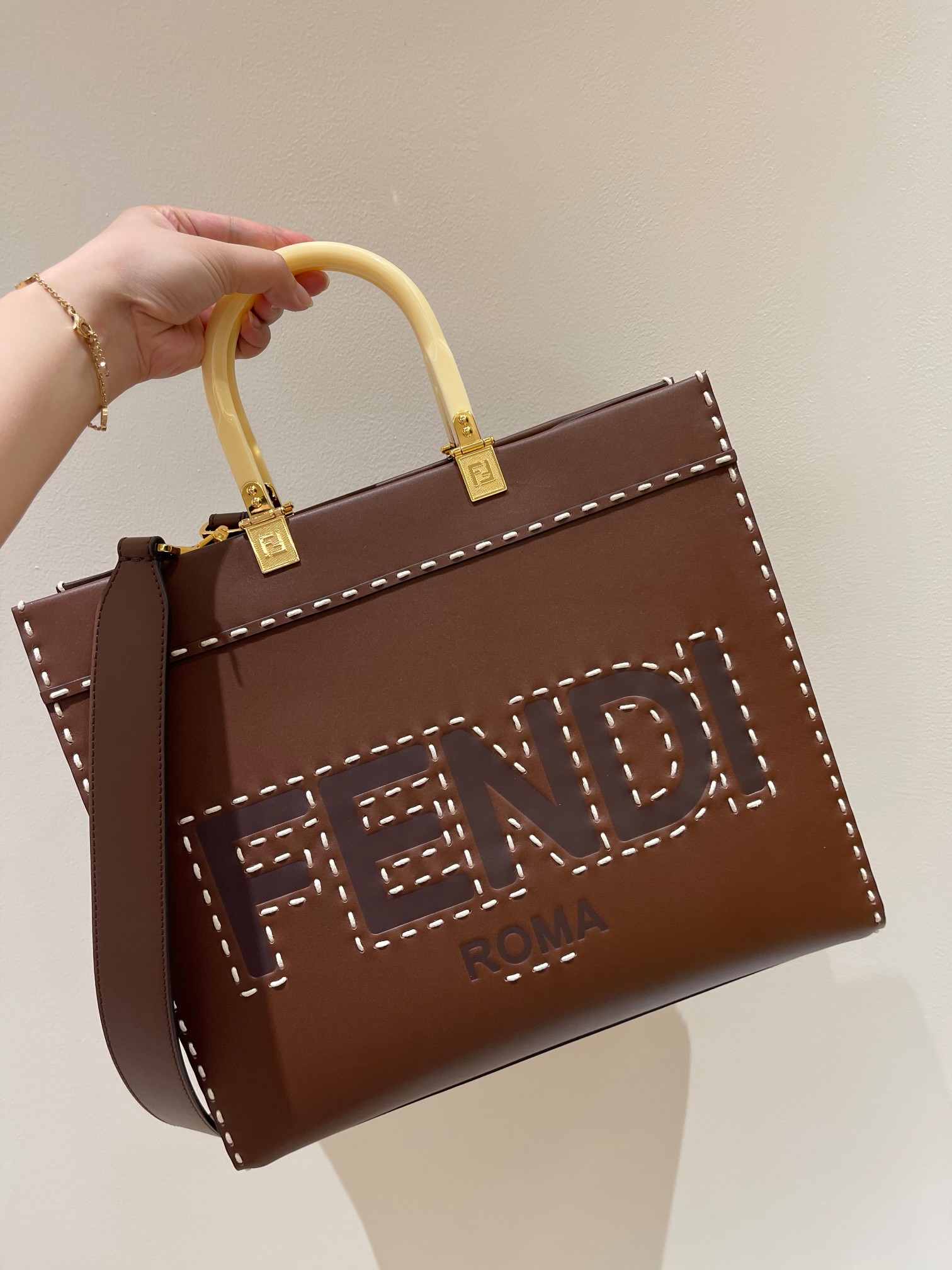 Bagsaaa F**di Sunshine Brown Shoppper Tote - 35x17x31cm