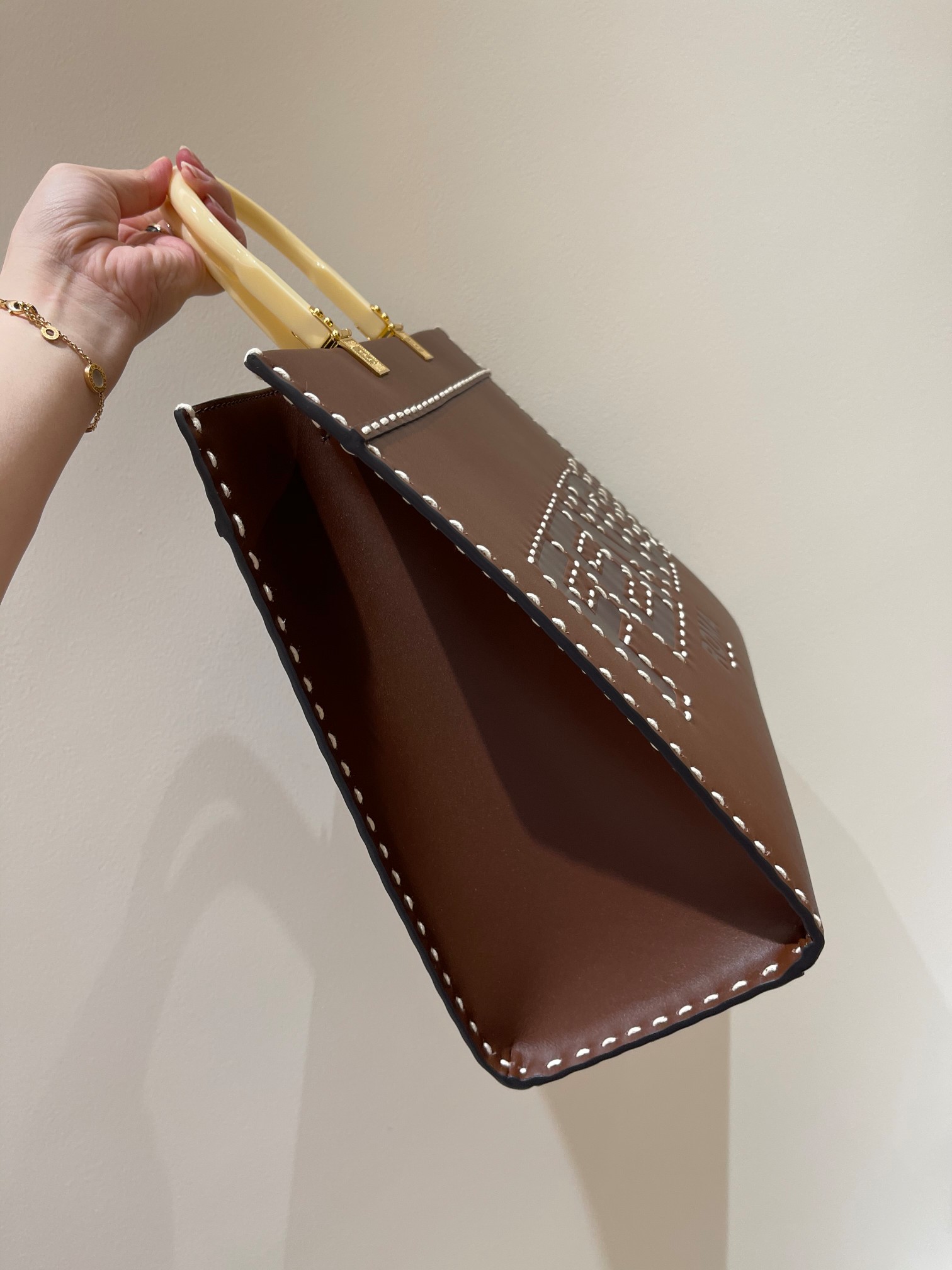 Bagsaaa F**di Sunshine Brown Shoppper Tote - 35x17x31cm