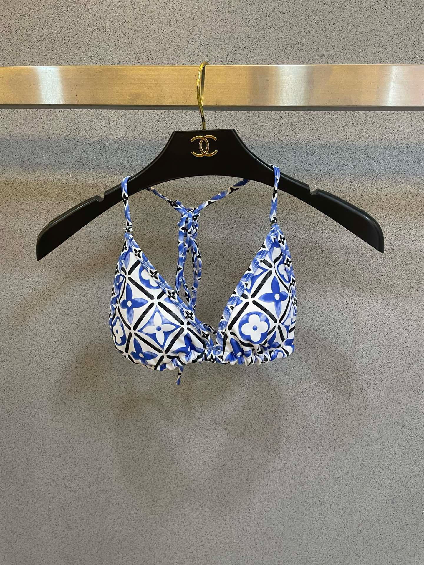 Bagsaaa L0vis Vvtt0n Monogram Flower Tile Blue Bikini