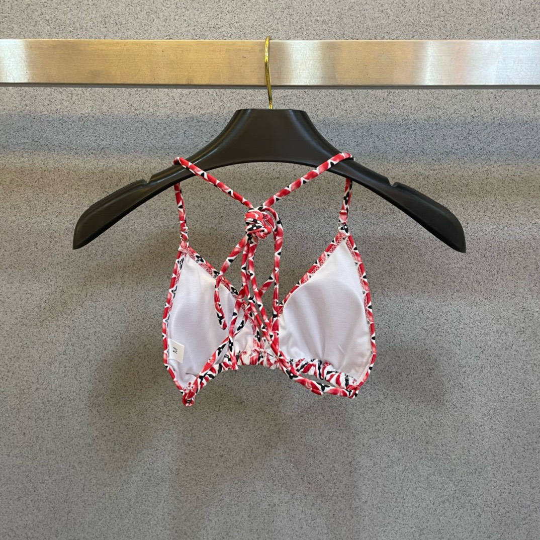 Bagsaaa L0vis Vvtt0n Monogram Flower Tile Red Bikini