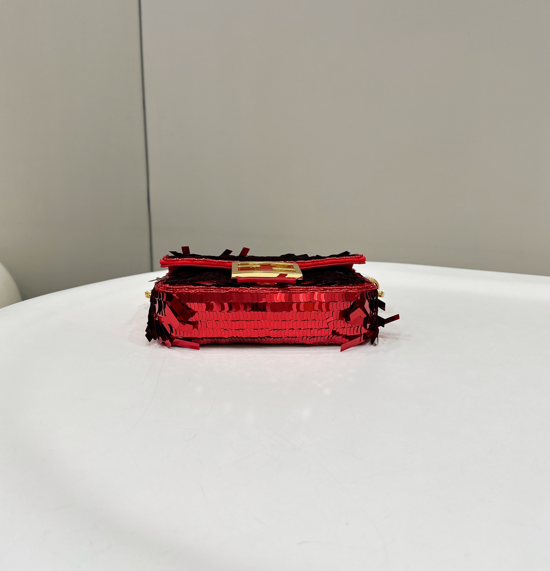 Bagsaaa Baguette Mini Red sequin bag -19*5*11cm