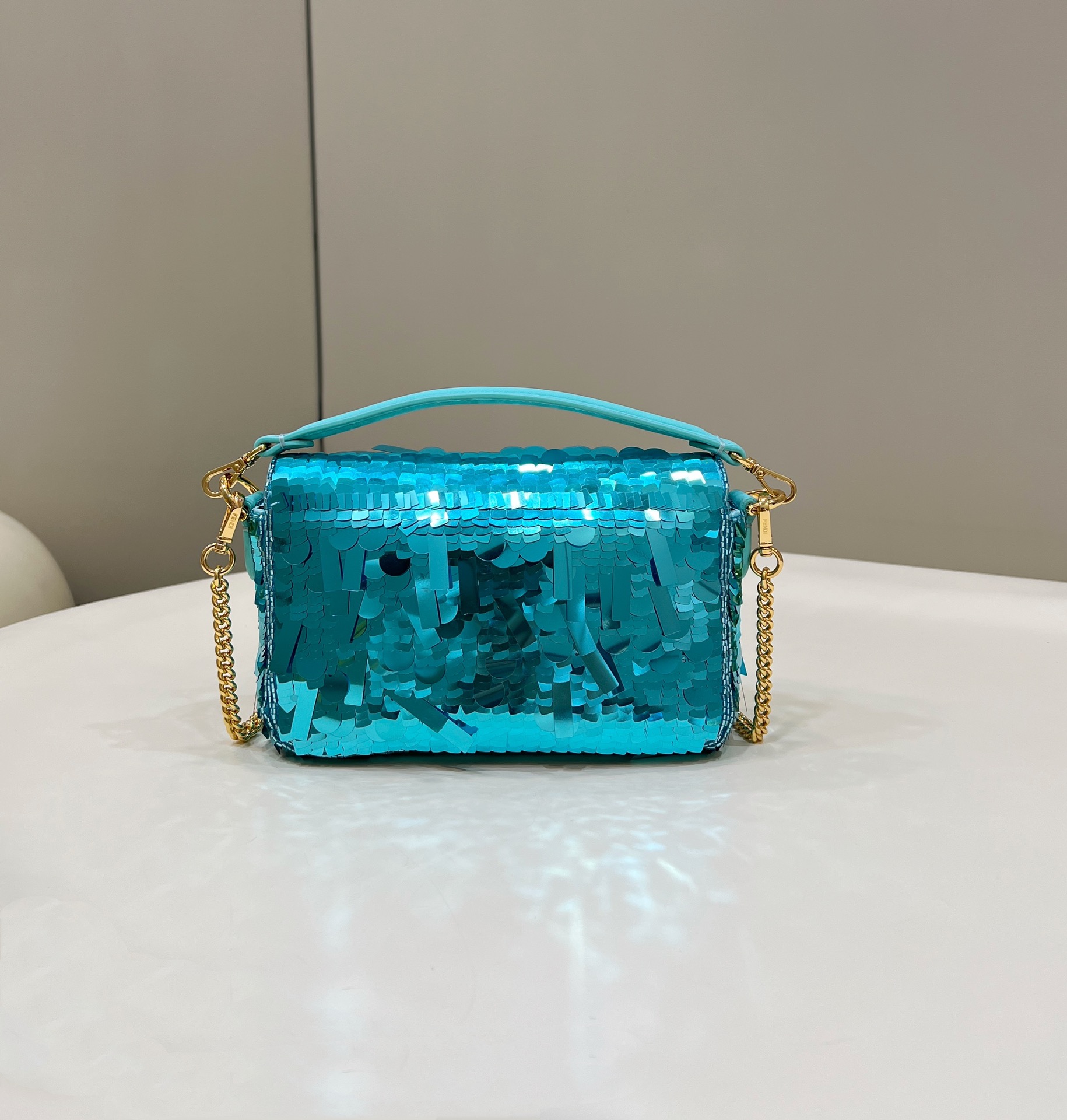 Bagsaaa Baguette Mini Blue sequin bag -19*5*11cm