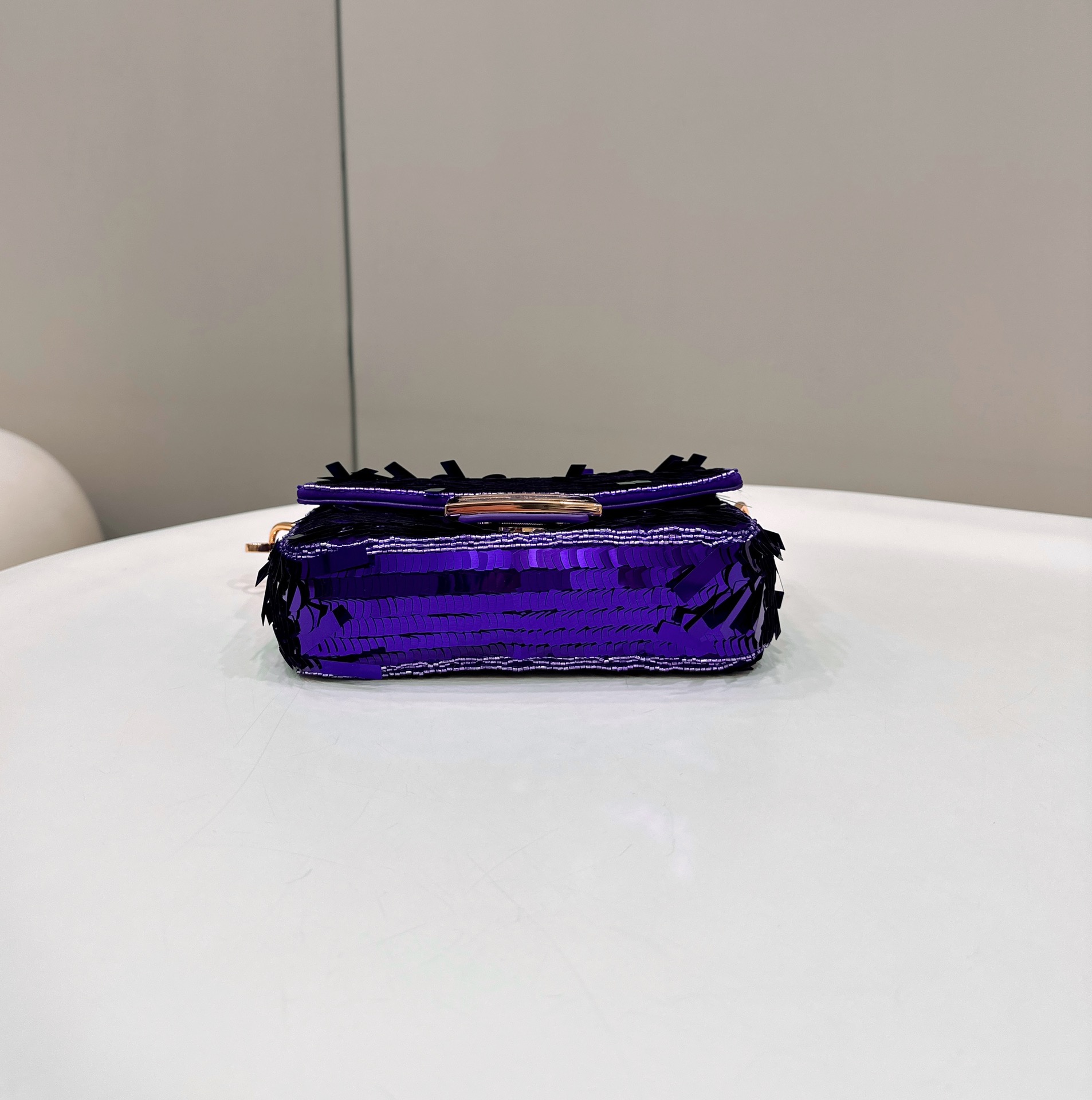 Bagsaaa Baguette Mini Purple sequin bag -19*5*11cm