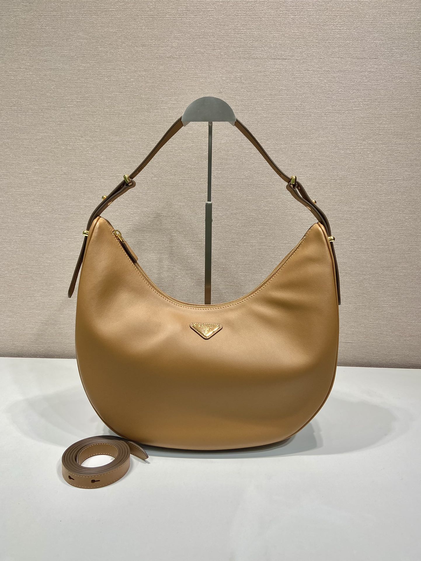 Bagsaaa Pra*a Arque large leather shoulder bag brown - 35*22.5*8cm