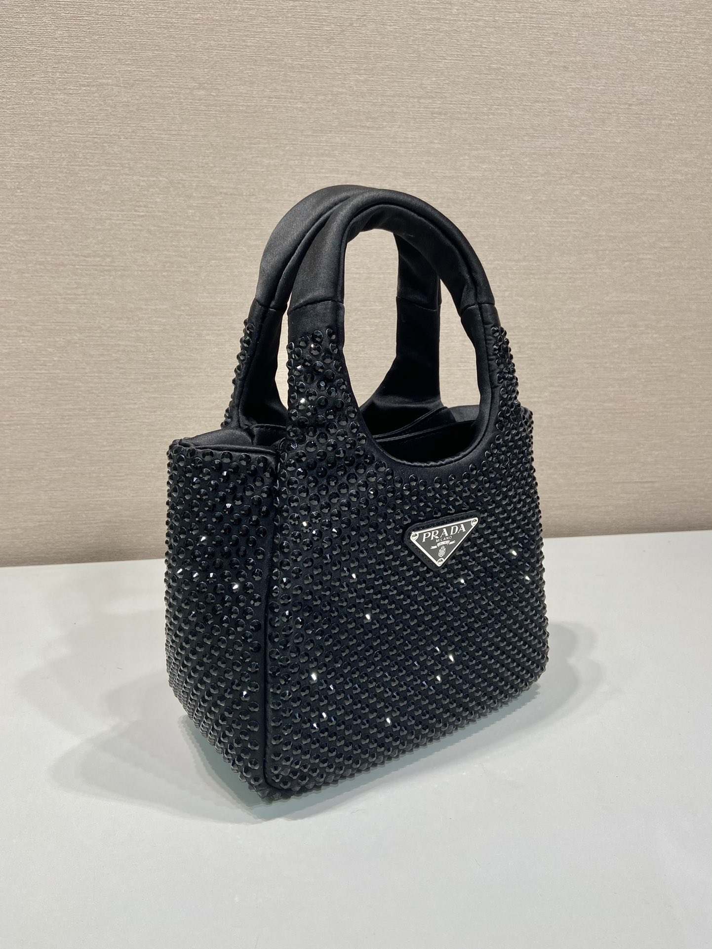 Bagsaaa Pra*a crystal-embellished black - 18*16*10cm