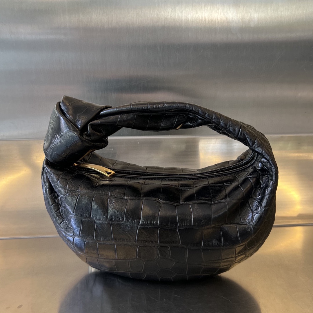 Bagsaaa B0tt*ga Ven*ta Jodie Black Crocodile Leather - 28*23*8cm