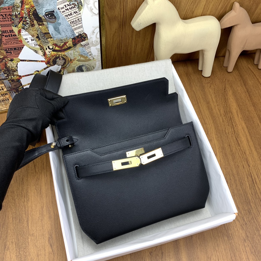 BAGSAAA H**me5 KELLY DEPECHES 25 POUCH BLACK