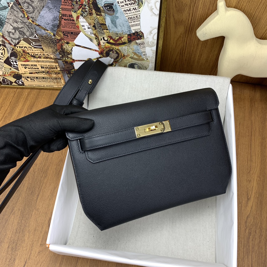 BAGSAAA H**me5 KELLY DEPECHES 25 POUCH BLACK