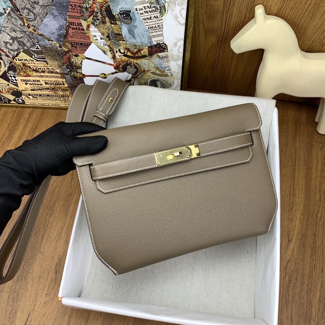BAGSAAA H**me5 KELLY DEPECHES 25 POUCH GREY